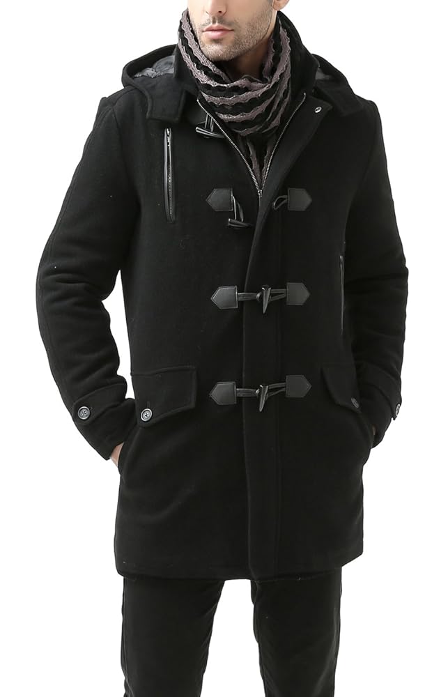 BGSD Men's Tyson Wool Blend Leather Trimmed Toggle Coat